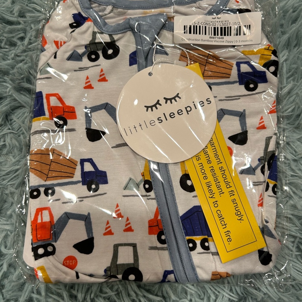 NEW 0-3 Little Sleepies Construction Print Zippy